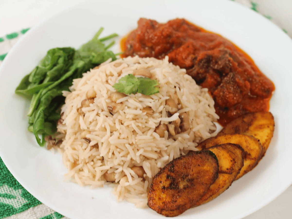 White Rice Beans and Stew